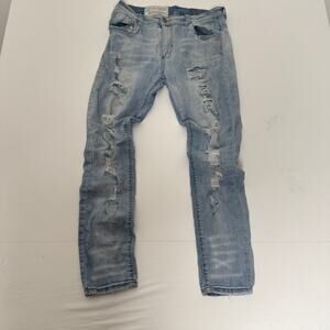 Buckle Industrial Indigo Jeans Mens 38x32 Distressed Light  Y2K Slim Denim